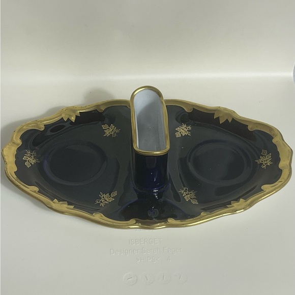 Vintage and Rare Echt Weimar- Kobalt 59 Elegant Gold and Blue Table Dish - Picture 2 of 8